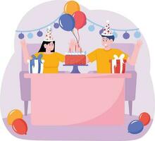 Couple Celebrating Birthday 1 Illustration vector