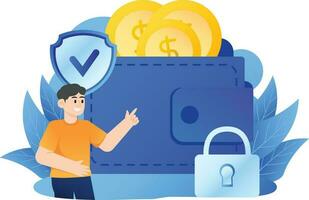 Online Wallet System Security Illustration vector