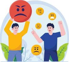 Man Reaction Angry Emoji Illustration vector