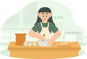 A Woman Who Is Making Cakes Illustration vector