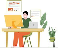 Man As Website Developer Illustration vector