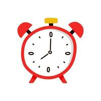 Alarm clock red wake-up time isolated on background in flat style vector