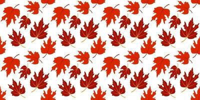 Maple leaves seamless pattern, flat design template. Autumn background vector