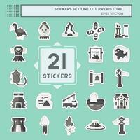 Sticker line cut Set Prehistoric. related to Education symbol. simple design editable. simple illustration vector