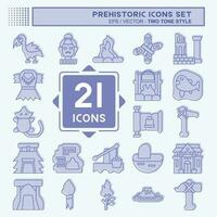 Icon Set Prehistoric. related to Education symbol. two tone style. simple design editable. simple illustration vector