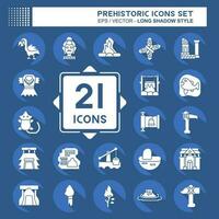 Icon Set Prehistoric. related to Education symbol. long shadow style. simple design editable. simple illustration vector