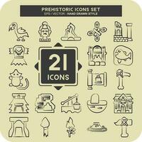 Icon Set Prehistoric. related to Education symbol. hand drawn style. simple design editable. simple illustration vector