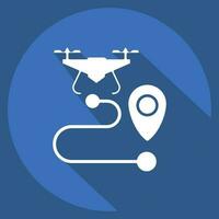 Icon Drone Tracking. related to Drone symbol. long shadow style. simple design editable. simple illustration vector