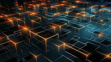 Technology background with light and geometry elements, generated by AI photo