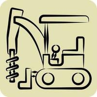 Icon Excavator Auger Drive. related to Construction Vehicles symbol. hand drawn style. simple design editable. simple illustration vector