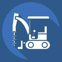 Icon Excavator Auger Drive. related to Construction Vehicles symbol. long shadow style. simple design editable. simple illustration vector