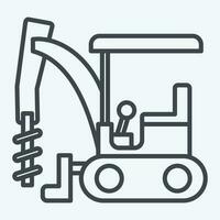 Icon Excavator Auger Drive. related to Construction Vehicles symbol. line style. simple design editable. simple illustration vector