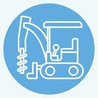 Icon Excavator Auger Drive. related to Construction Vehicles symbol. blue eyes style. simple design editable. simple illustration vector