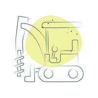 Icon Excavator Auger Drive. related to Construction Vehicles symbol. Color Spot Style. simple design editable. simple illustration vector