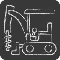 Icon Excavator Auger Drive. related to Construction Vehicles symbol. chalk Style. simple design editable. simple illustration vector