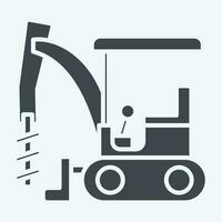 Icon Excavator Auger Drive. related to Construction Vehicles symbol. glyph style. simple design editable. simple illustration vector