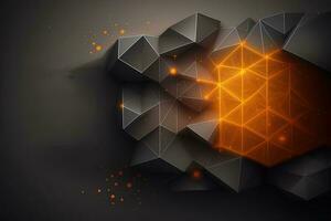 Polygon cyber background with space, generated by AI photo
