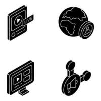 Pack of Internet Media Solid Icons vector