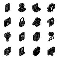 Pack of Data Solid Icons vector