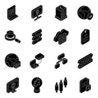 Pack of Data Server Solid Icons vector