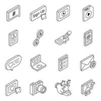 Pack of Social Media Linear Icons vector