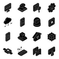 Pack of Artificial Intelligence Solid Icons vector