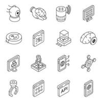 Pack of Intelligence and Technology Linear Icons vector