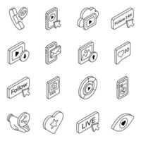 Pack of Social Media and Platform Linear Icons vector