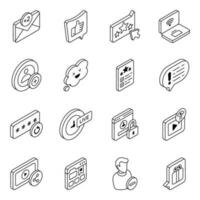 Pack of Social Platform Linear Icons vector
