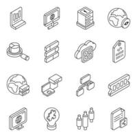 Pack of Data Server Linear Icons vector