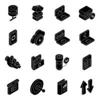 Pack of Business and Data Solid Icons vector