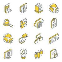 Pack of Data Server Flat Icons vector