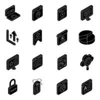 Pack of Web and Strategy Solid Icons vector