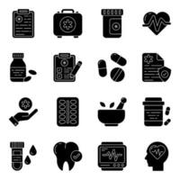 Pack of Medical Solid Icons vector