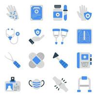 Pack of E Healthcare Flat Icons vector