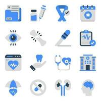 paquete de iconos planos médicos y de farmacia vector