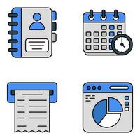 paquete de iconos planos de negocios y datos vector