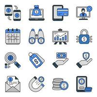 Pack of Business and Finance Flat Icons vector