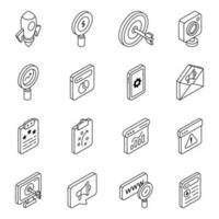 Pack of Web and Marketing Linear Icons vector