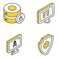 Pack of Cloud and Data Flat Icons vector
