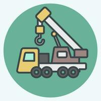 Icon Crane. related to Construction Vehicles symbol. color mate style. simple design editable. simple illustration vector