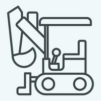 Icon Compact Excavator. related to Construction Vehicles symbol. line style. simple design editable. simple illustration vector