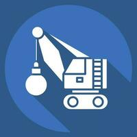 Icon Demolition Crane. related to Construction Vehicles symbol. long shadow style. simple design editable. simple illustration vector