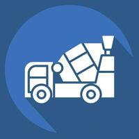 Icon Concrete Mixer. related to Construction Vehicles symbol. long shadow style. simple design editable. simple illustration vector