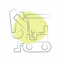 Icon Compact Excavator. related to Construction Vehicles symbol. Color Spot Style. simple design editable. simple illustration vector