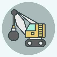 Icon Demolition Crane. related to Construction Vehicles symbol. color mate style. simple design editable. simple illustration vector