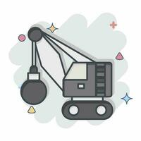 Icon Demolition Crane. related to Construction Vehicles symbol. comic style. simple design editable. simple illustration vector