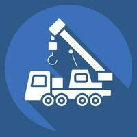 Icon Crane. related to Construction Vehicles symbol. long shadow style. simple design editable. simple illustration vector