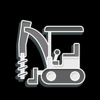 Icon Excavator Auger Drive. related to Construction Vehicles symbol. glossy style. simple design editable. simple illustration vector