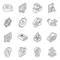 Pack of Data and Analytics Linear Icons vector